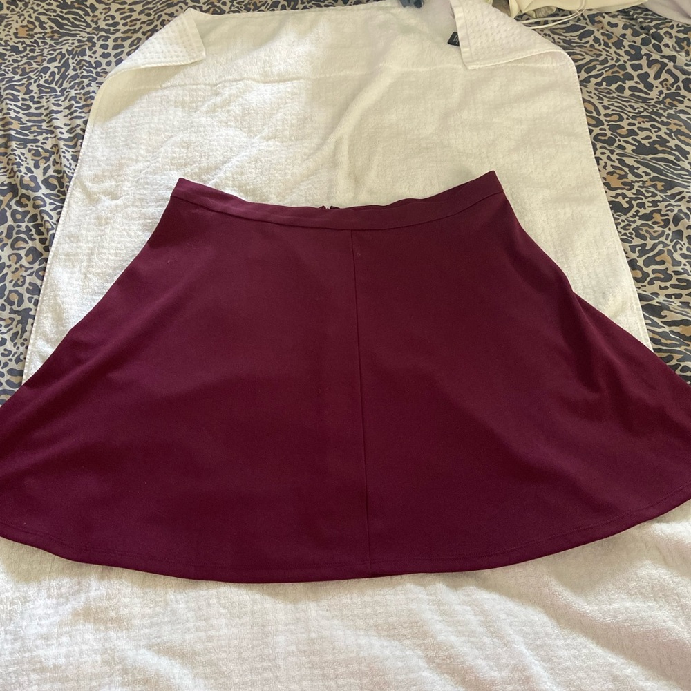 Burgundy gap mini skirt